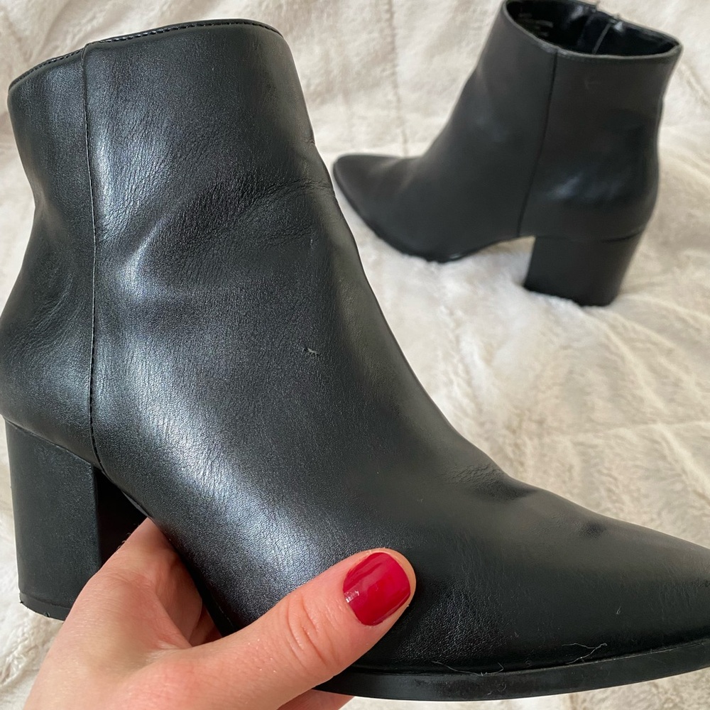 Black Leather Ankle Booties - Picture 5 of 7